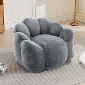 Lotus type compression sofa Adult bean bag sofa with pull ring can be easily moved without installation Suitable for various environments such as (Color: Gray)