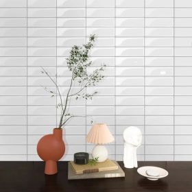 10pcs 10"x10" Pure White 3D Self-adhesive Splash Wall Tiles, Glossy Self-adhesive PVC Wall Stickers, Waterproof Floor Tiles for Kitchen and Bathr (Option: 1)